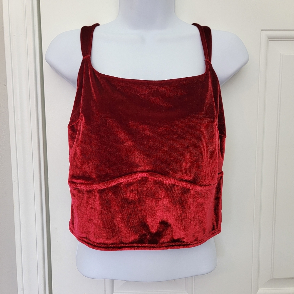 Colsie Velvet And Mesh Top Bralette Dark Red Adjustable Straps Valentines XL
